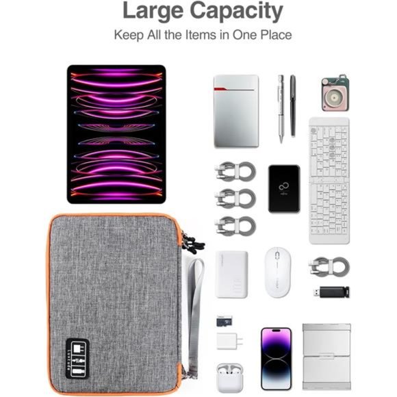 Large Electronics Organizer, 11" Travel Cord Organizer, Cable Organizer Bag - Picture 5 of 6
